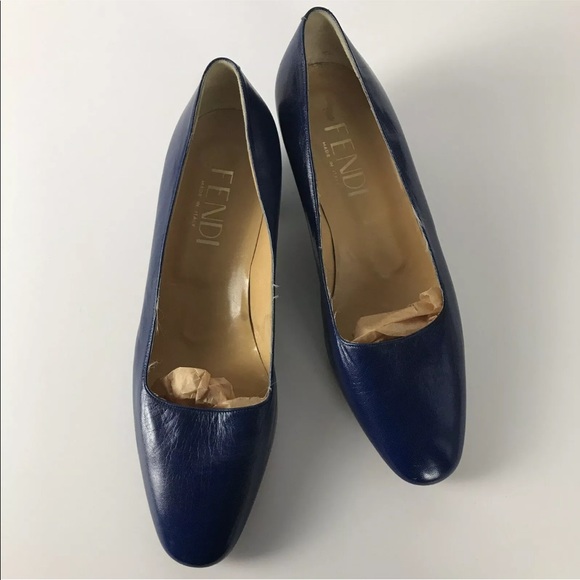 Vintage Fendi By Garolini Heels Navy Blue